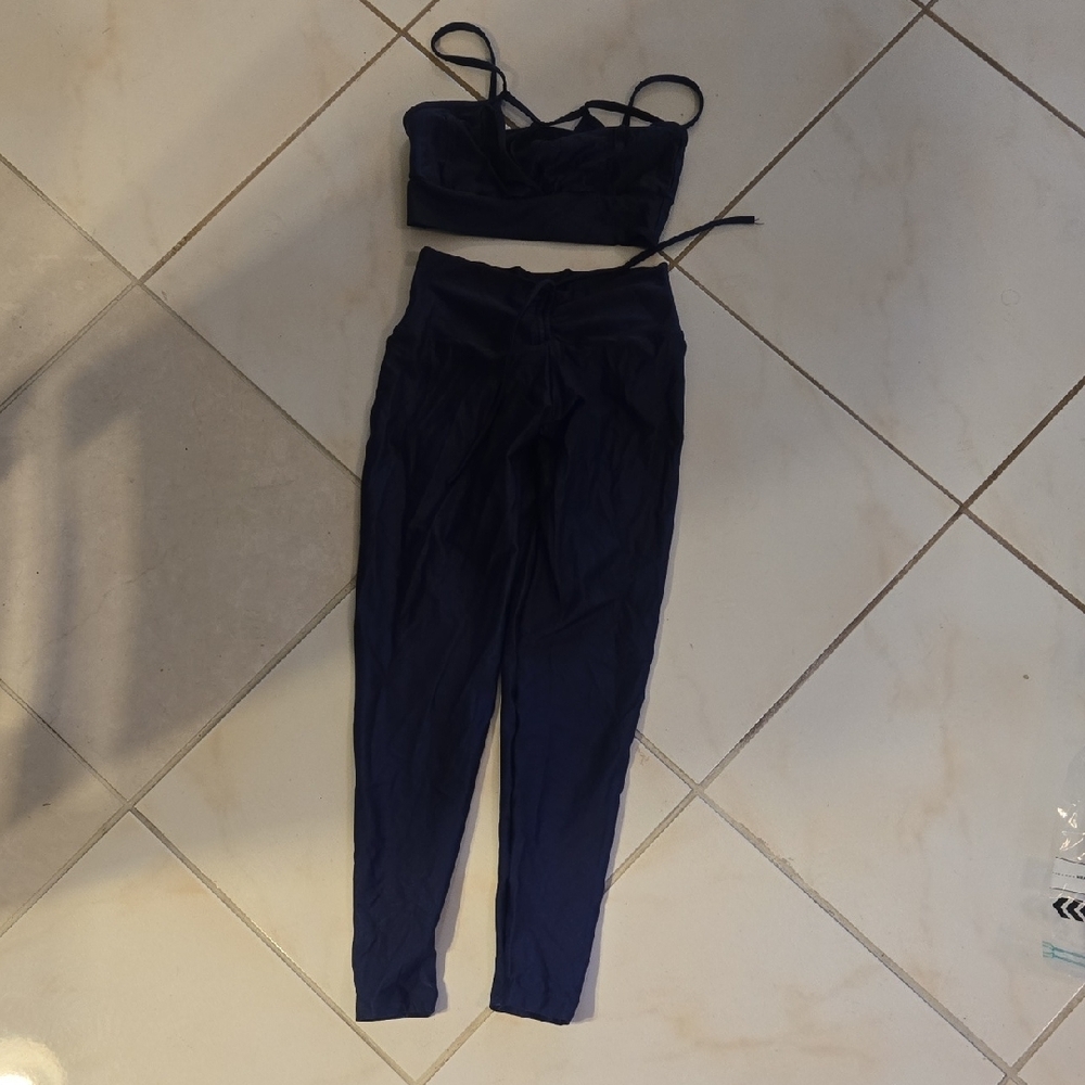 Sleek Navy Blue Jumpsuit with Tie Detail